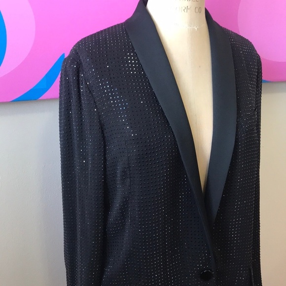 Gucci Black Silk Beaded Tuxedo Smoking Jacket - Picture 2 of 8